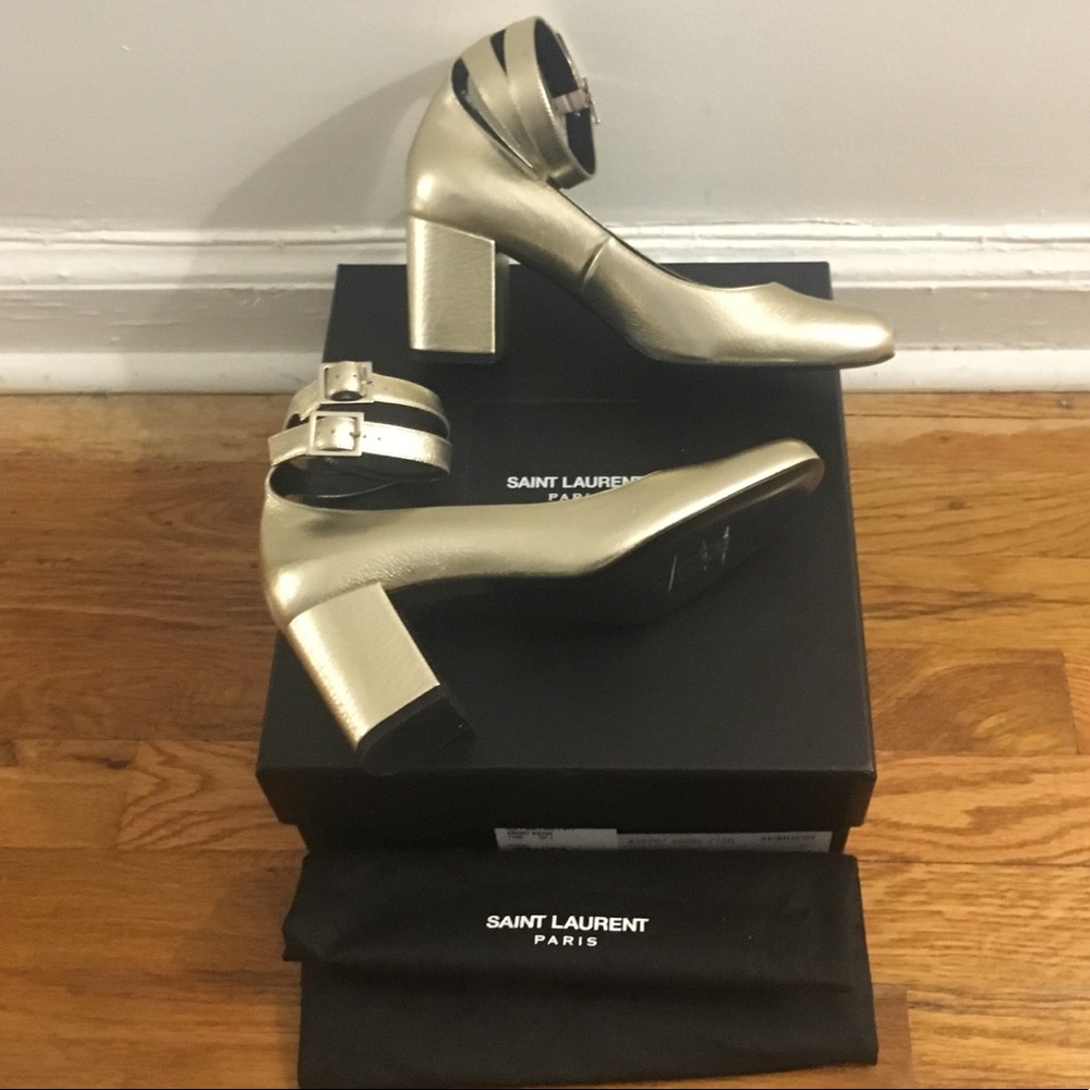 SAINT LAURENT DOUBLE STRAP BABIES SIZE 37 NWB - Picture 2 of 8